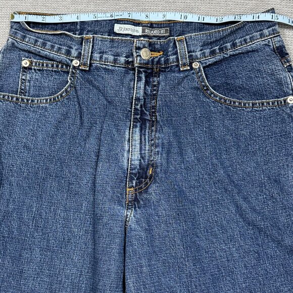 St Johns Bay Womens Blue Denim Jeans High Rise Relaxed Fit Cotton Size 12 30x30 - Picture 7 of 12